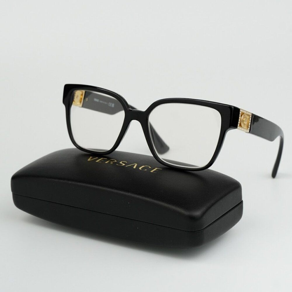 New Versace Ve3329b Gb1 Black Square Women Eyeglasses Ve 3329b